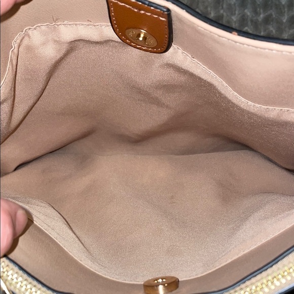 Anthropologie Dolce Vita Vegan/Faux Leather Elegant Black and Tan Handbag. - Picture 9 of 14